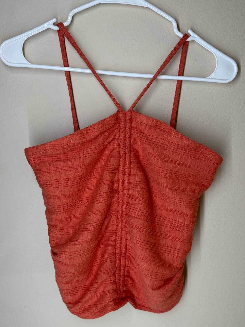 Pilcro Women's coral Orange Ruched Strappy Tank Top